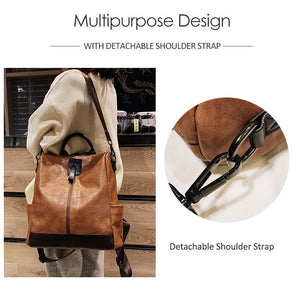 Rucksack Leather Women Backpack Bookbag Travel