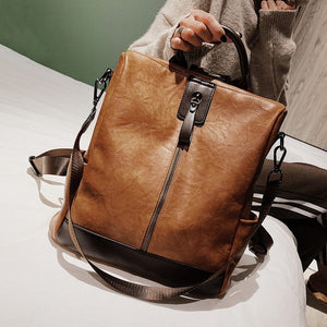 Rucksack Leather Women Backpack Bookbag Travel