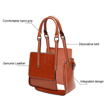 Load image into Gallery viewer, RETRO STYLE SOLID COLOR LEATHER LARGE CAPACITY TOTE BAG