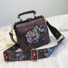 Load image into Gallery viewer, Elephant embroidered shoulder handbag