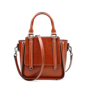 RETRO STYLE SOLID COLOR LEATHER LARGE CAPACITY TOTE BAG