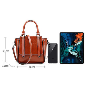RETRO STYLE SOLID COLOR LEATHER LARGE CAPACITY TOTE BAG