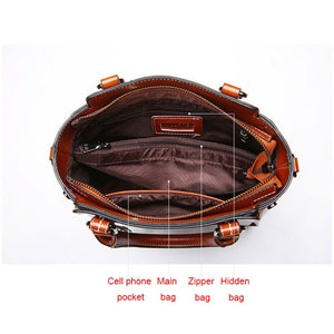 RETRO STYLE SOLID COLOR LEATHER LARGE CAPACITY TOTE BAG